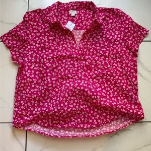 J. Crew Factory Pink Floral Button Down Shirt